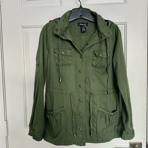 Green jacket with hood